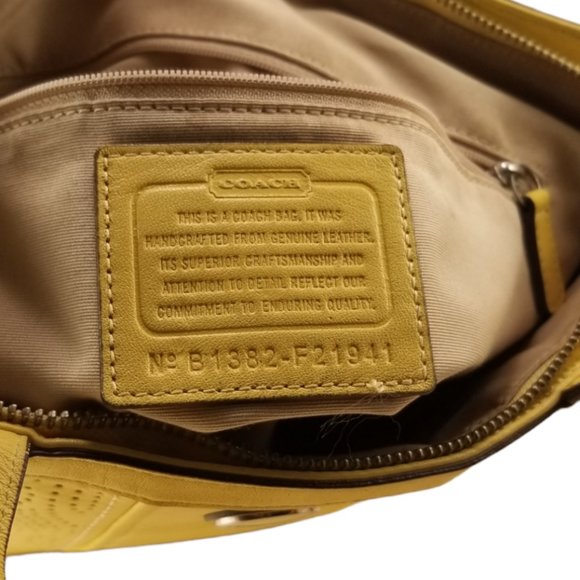 Coach Signature Stripe Perforated Leather Shoulder Bag Tote F21941 - Picture 5 of 5